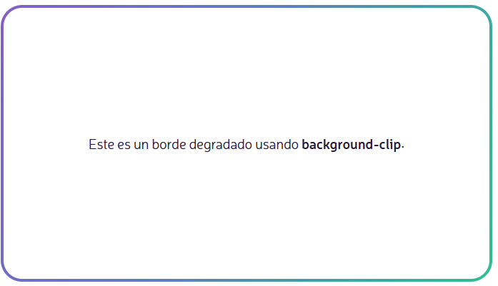 Ejemplo de borde degradado multicolor con CSS usando background-clip